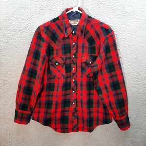 Vintage Youngbloods Shirt Mens Large Multicolor Plaid Flannel Pearl Snap Western